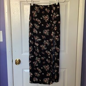 Black floral slit dress